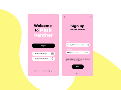 Sign up screen of a mobile app