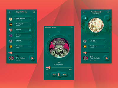 Online music player screens android app dailyui interface mobile music neon neumorphic player playlist progress bar record skeumorphic ui ux