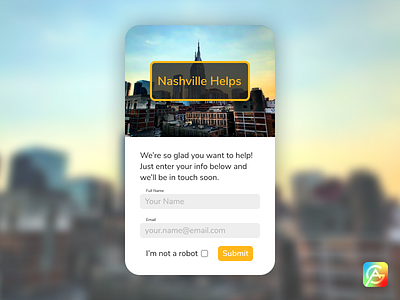 Nashville Helps Sign Up Modal