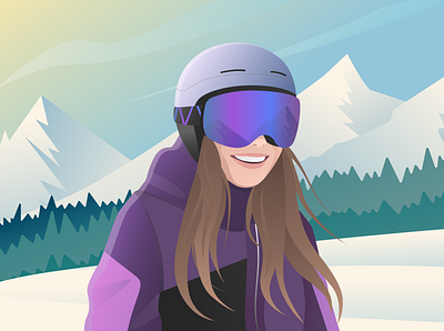 Winter sports adobe art character girl girl character illustration mountain ski ski mountain ski resort skier skiing vector winter winter sports