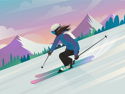 Skier art character dynamic illustration mountains ski ski resort skier skiing vector winter winter sports