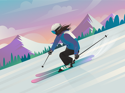 Skier art character dynamic illustration mountains ski ski resort skier skiing vector winter winter sports