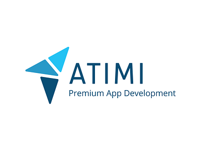 Atimi apps blue logo rebrand tech triangles