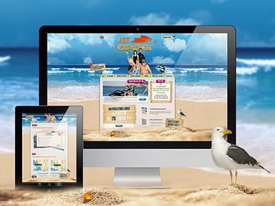 Branding, web & print design for Jet Explorer beach branding dinette graphic design jetski la dinette location de jetski print design sea web design