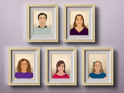 La familia digital digital art dinette famille family illustration la dinette portrait vectorial vectoriel