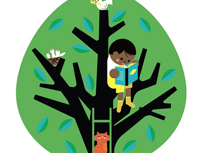 kid, cats and trees animals bird books cat children cute happy nature reading tree