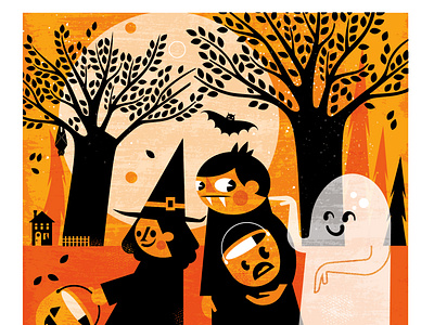 october emailer children cute halloween trick or treat happy illustration texture