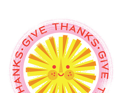 Give Thanks happy face sun sun logo texture type art