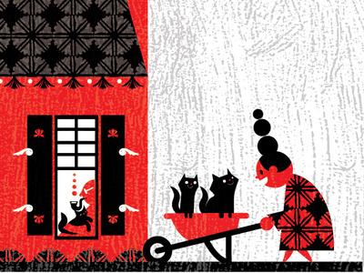 cat collector animals cats happy house illustration sun texture
