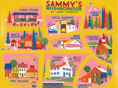 Sammy's Map happy houses illustration map neighborhood texture
