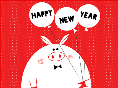 Happy New Year Jane Sanders animals character chinese new year cute happy happy new year illustration year of the pig