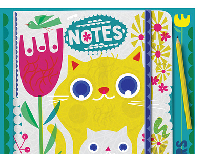 Jane Sanders journal cover animals cat cover art cute floral happy illustration journal love type art