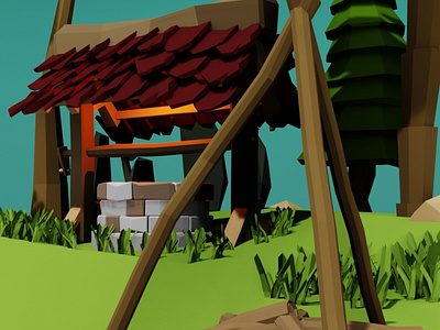 Low Poly Well (Scene 1) 3d animation 3d artist 3d modeling blender 3d