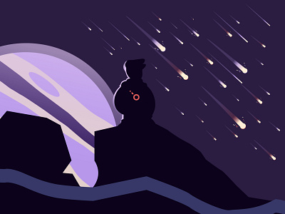 Starfall adobe illustrator design illustration meteor planet sci fi space vector