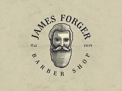 James Forger | Barber Shop | Logo Illustration adobe illustrator business logo crosshatching design process etching illustration illustration art logo logo design logo designer logodesign process video scratchboard timelapse vintage logo