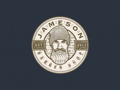 Jameson Barbershop | Logo Illustration adobe illustrator business logo crosshatch design process etching illustration logo logo design logo designer logodesign logotype scratchboard vintage badge vintage design vintage logo