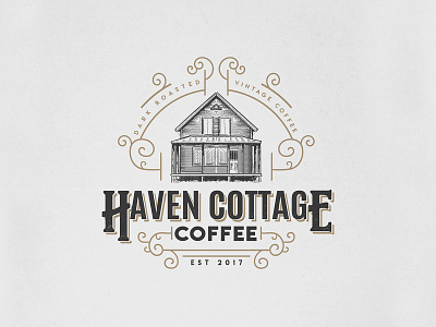 Haven Cottage | Coffee | Logo Design adobe illustrator badge design branding business logo crosshatch design process engraving etching graphic design illustration illustration art logo logo design logo designer scratchboard vector vintage logo