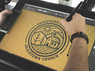 Gracetown Church | Vintage Logo adobe illustrator business logo design process etching illustration logo logo design logo designer scratchboard vintage logo