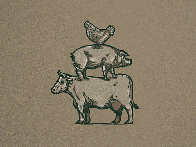 Chicken, Pig, Cow | Illustration adobe illustrator bbq bbq illustration bbq logo illustration logo design logo designer vintage logo