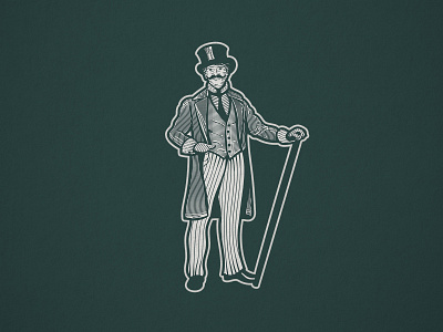 Sibarita | Illustration crosshatch elegant engraving etching illustration illustration of man man man in suit top hat vintage vintage illustration