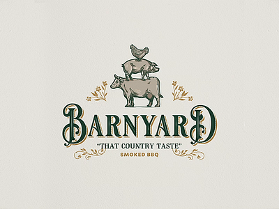 Barnyard | Vintage Logo animal illustration animal logo bbq bbqlogo crosshatch engraving etching illustration logo logo design logo designer vintage vintage design vintage logo