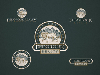 Fedorouk Realty | Vintage Logo badge design badge logo bakersfield graphic designer crosshatch engraving engraving logo etching illustration lion logo logo design logo designer realtor vintage art vintage logo vintage style