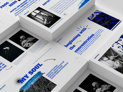 Blue and white cards about meditation 🦋💙 branding graphic design ui