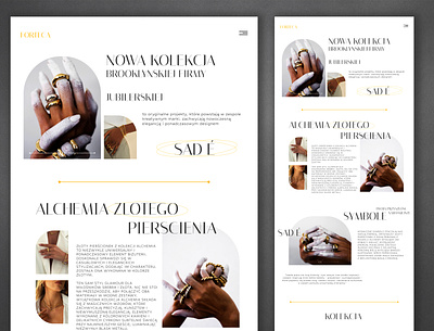 Projekt strony internetowej dla złotej biżuterii graphic design landingpage ui