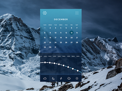 Winter app calendar flat graph mobile photoshop table ui weather