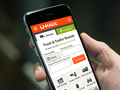 U-Haul Mobile Home Page app button design form grid icon iphone mobile nav ui website
