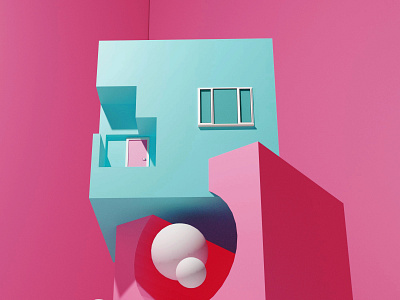 Little boxes 3d art 3d artist blender blue design game art graphic design isometric art pink surrealism