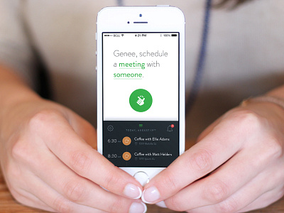Genee Meeting Schedule Screen app calendar iconography ios minimal typography ui ux