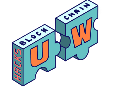 UW Blockchain Hacks Logo 3d blockchain branding design expo illustration illustrator logo logo design university vector