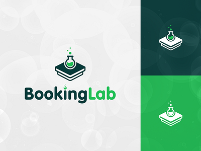 Booking Lab Logo Design Concept 2 (4) books brand identity branding bubbles concept lab logo logo mark mark minimal modern logo tech tech logo technology logo test tube