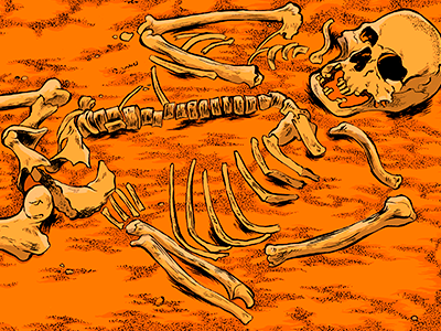 Skeleton digital illustration ink