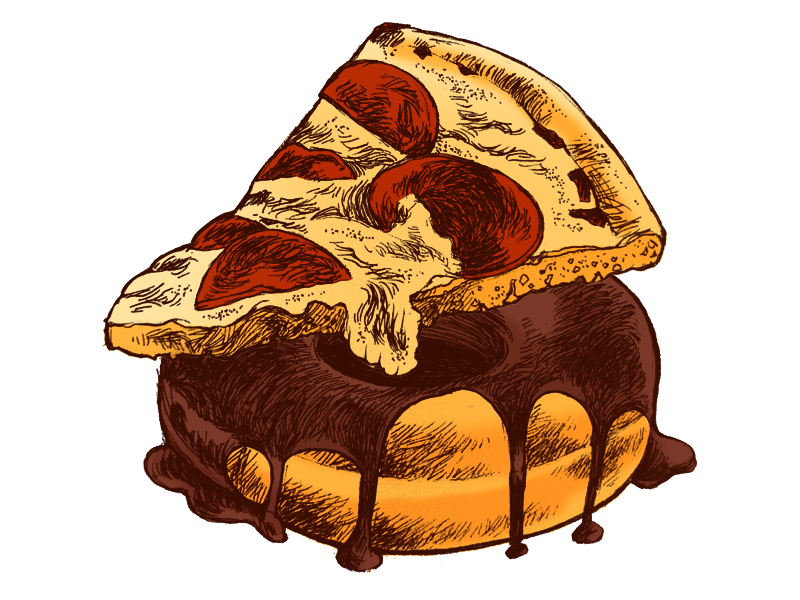Junk Food illustration ink pizza donut food junk