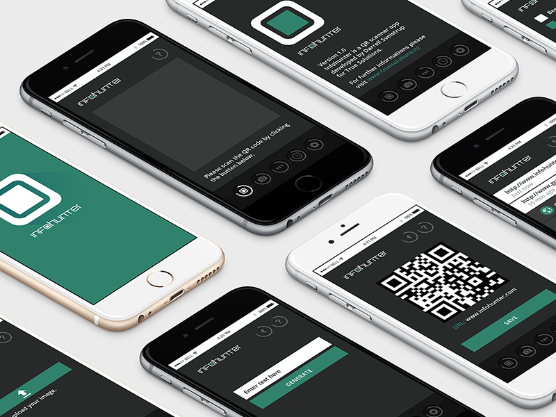 Info Hunter UI Design branding logo ux ui design scanner code qr