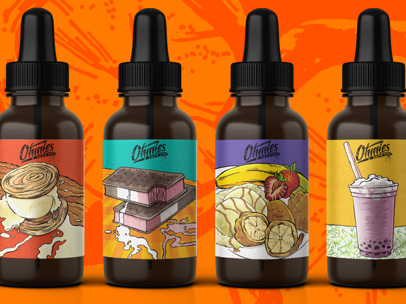 Illustrated Vape Labels design labels vapes packaging illustration