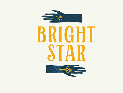 Bright Star Musical Option #2 blue bluegrass branding design hand logo musical process star theater theatre yellow