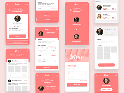Beauty App - Divas app application art beauty beauty app components design interface mobile nail pink review
