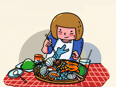 Enjoy my seafood meal branding flat design flat illustration illustration ipad pro logo work