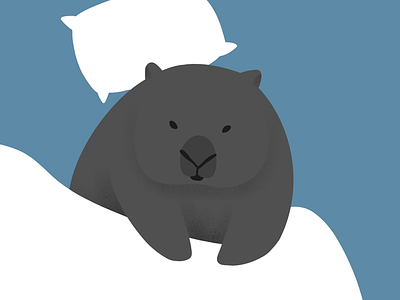 Wombat Baby Ready To Nap animals drawing illustration