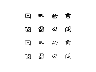 App icons basket cart comment delete eye icons list map photo store trash visibility