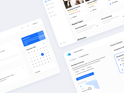 Brand Academy Website - Part 2 branding calendar card class dashboard designlayout onlineclass ui uidesign uiux