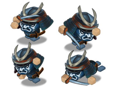 Bluesamurai character design dragon siege game illustration ios samurai