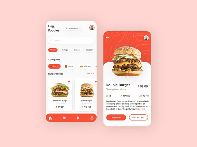 Food Delivery App Concept Application app app design burger food and drink food delivery app illustration mcdonalds