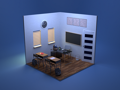 Basic Classroom 3d 3d art 3drender akb akbuniversedesigns blender diorama softrender