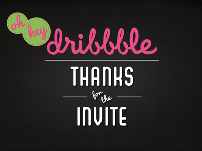 thanks dribbble! black dribbble dribble graphic green photoshop pink vintage white