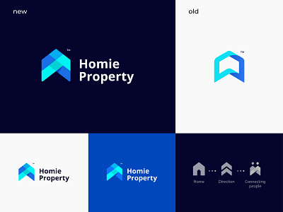 Homie Property | Real Estate Agency agent brokerage connecting home homie homie property house logo logo multiple color logo negotiator overlapping logo property real estate real estate identity realty