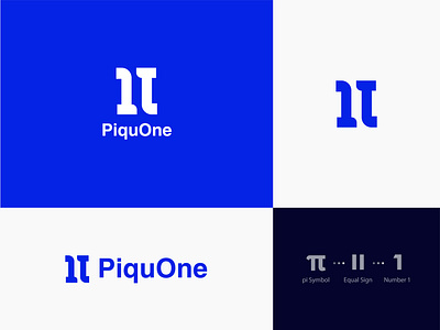 PiquOne | Math-Pi Logo brand identity brand logo brand mark branding design equal logo logo logo design math math mark mathematic number 1 number logo pi logo pi symbol piquone professional logo qual logo